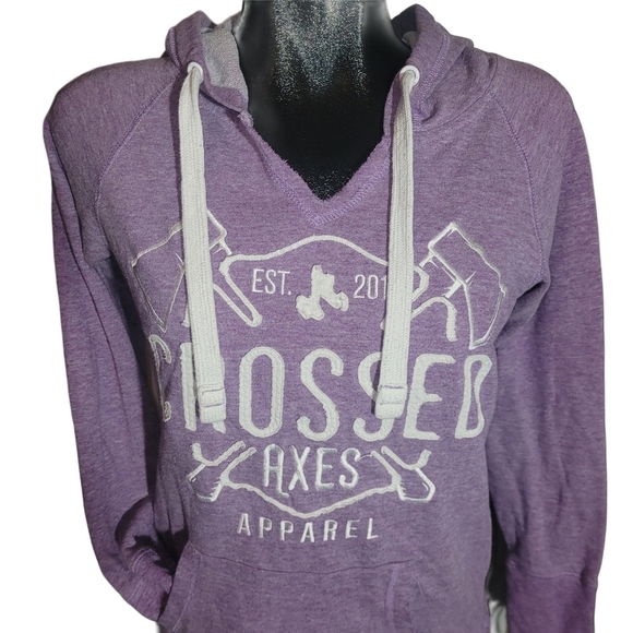 Crossed Axes Heathered Lilac Pullover Hoodie S - Picture 1 of 7